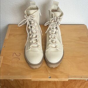 Universal Thread Cream Lace-Up Combat Boots